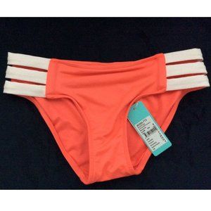 NWT, Seafolly Block Party Size 4,Bikini Bottoms, Lined. Orange With White Accent